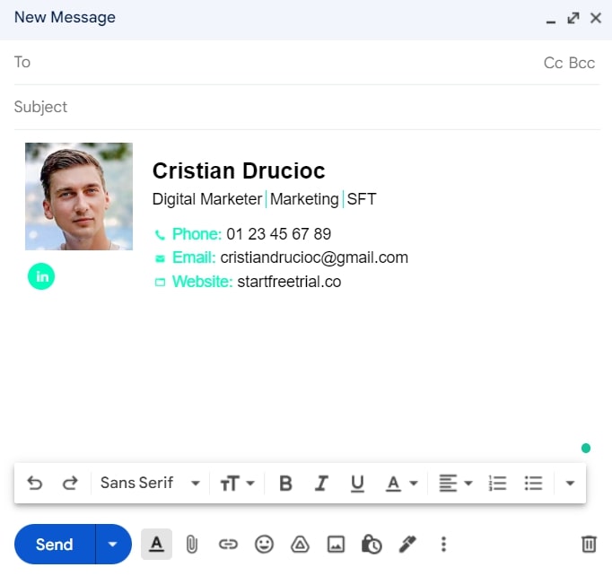 Email Signature Generator by cocosign Final result