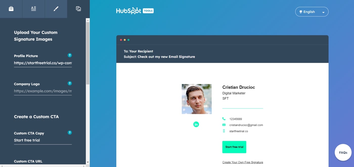 Free Email Signature Template Generator by HubSpot custom images