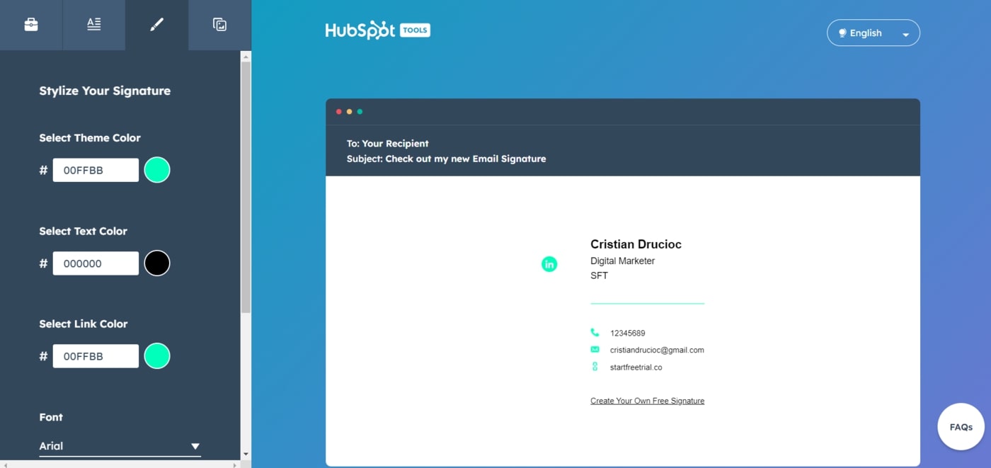 Free Email Signature Template Generator by HubSpot customization