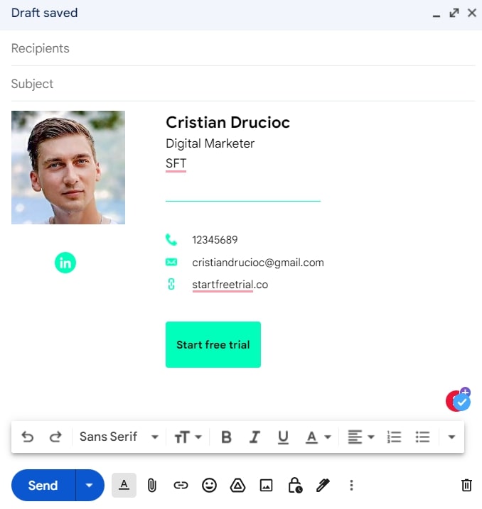 Free Email Signature Template Generator by HubSpot final result