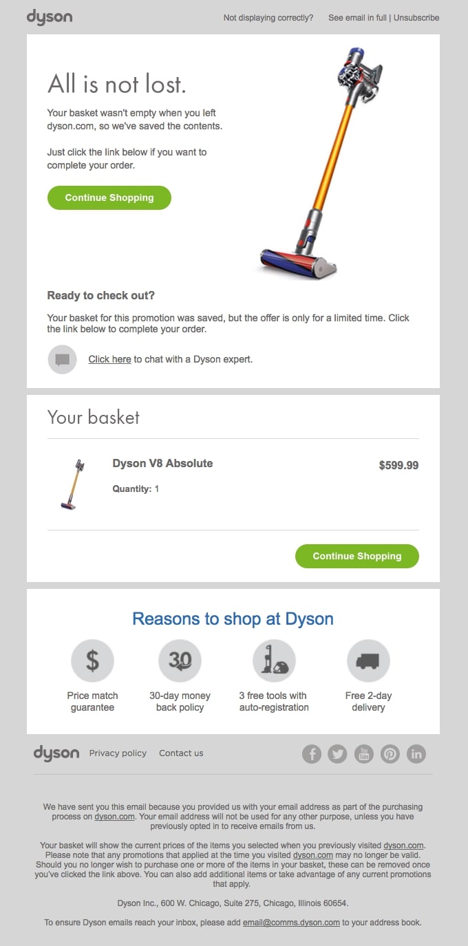 Transactional Email Example Dyson